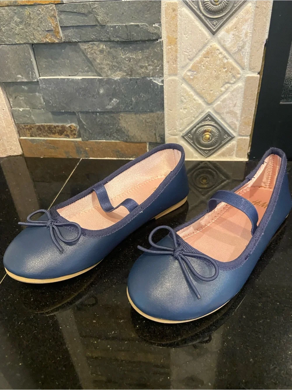 H&M Navy Blue Girls Mary Jane Ballet Flats with Bow